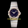 27mm Dream Blue Starry Sky Dial Swiss Quartz Womens Watch Diamond Bezel Two Tone Rose Gold Stainless Steel Band Fashion Lady Watch267r