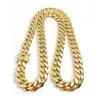 316L bijoux en acier inoxydable 18 carats en or Gold High Polied Polied Cuban Link Collier Men Punk 15 mm Chaîne à double chaîne Classe de sécurité 307p