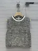 Women's Vests Sequin Sticked Waistcoat Vest Back Zip Design Casual Fashion 2023 Summer 0521