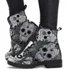 Boots 2023 Skull Flower Print Sneakers High-Top Femme Femme Automne Winter Fashion Femme Ankle Botas adulte Mujer Plus taille 43 Goth