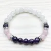 SN1029 Fashion Healing Amethyst Bracelet Wrist Mala Yoga Gift for Girls Natural Stone Jewelry Rose Quartz Snow Quartz Bracelet204h