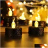 Party Decoration Led Flameless Candle Light Powder Appearance Soft Home Wedding Birthday Battery 5Color Drop Delivery Garden Festive Otxz8