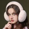 Berets Women Winter Earmuffs Thick Faux Fur Lady Ear Cover Solid Color Anti-slip Foldable Warmers Cold Weather Elastic