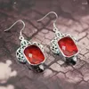 Dangle Ohrringe Hermosa schöne rote Granat silberne Farbe für Frauen Mode Schmuck 2 Zoll ME006