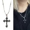 Anhänger Halsketten einzigartige Herz Rose Halskette Neckkette Gothic Colarbone Kette Kruzifix Anhänger Accessoire Schmuck Schmuck