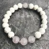 MG0915 8 mm Branco de lava branca Bracelete de pedra Natural Rose Quartz Feminino Jóias de Meditação de Chakra de Coração Coração de Alta qualidade254J