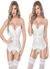 Women039s Bustier Corset Cincha de cintura sexy Cincher com cinto de liga Sexy Bust Lace Over Top Femme Lingerie Push Up Bustier PL1413127