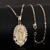 Dziewica Maryja Naszyjnik Religia Dainty Golden Christian Cubic Zalkon Naszyjnik Kobiety Collier Femme Chrześcijańska biżuteria 3215