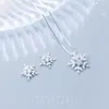 Necklace Earrings Set Fashion Snowflake Cubic Zircon Women Jewelry Christmas Snow Flower Stud 925 Sterling Silver Gifts