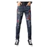 Men039S Chinese Dragon Borduurs jeans mode geborduurde slanke rechte stretch denim broek broek 2258990