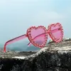 Solglasögon Kvinna Rhinestone Luxury Designer Chic Pink Round Women Bling Crystal Fashion Shades Trendy 2022 NX277H