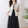 Damesjassen Vintage wollen Koreaanse elegante tweed Coats Autunn o nek slanke casual kantoor dame dame single breasted hit kleur bovenkleding