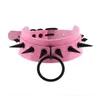 Chokers Fashion Pink Leather Choker Black Spike Necklace For Women Metal Rivet Studded Collar Girls Club Chockers Gothic Acc257f