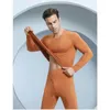 Uomini biancheria bianche da uomo Slip sexy soft autunno inverno maniche lunghe fino a fondo calda senza cucitura maschio 2 pezzi da sonno 2024