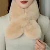Sjaals wraps Koreaanse vaste dubbelzijdige imitatie konijn bont pluche sjaal sjaal winter warme nekbescherming dikker winddicht dames slabbetje