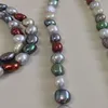 Ręcznie wykonane naturalne piękne wielokolorowe 8-9 mm barokowe słodkowodne naszyjnik perłowy 18 zestaw bransoletowy biżuteria 239i