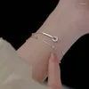 Link Bracelets 925 Silver Plated Double Layers Zircon Round Bead Charm &Bangle For Women Girls Elegant Party Jewelry Sl503