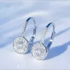 Hoop oorbellen mode zirkon 925 sterling zilveren ronde kristal voor vrouwen elegante bruiloftsfeest sieraden groothandel