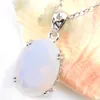 LuckyShine Wedding Party Jewelry Vintage Oval White Moonstone Pendants Silver Charms Womens Necklace Pendants1986