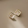 Boucles d'oreilles Stud Fashion Crystal Geometric Square Opal Delate Minimaliste pour les femmes 2023 Bijoux de fête de Noël