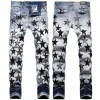 Amirj Jeans Designer Jeanshigh Street Hole Star Patch Men's Womens Amirj Star Embroidery Panret