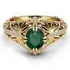 Szmaragdowy kolor 14 -karatowy złoty pierścionek dla kobiety mężczyzn zaręczynowy pierścień ślub256h