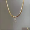 Pendant Necklaces Inlaid Zircon Letter Initial Pendant Necklace For Women Gold Chain Cute Charms Collier Alphabet Necklaces Jewelry Fr Dhgfw