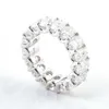 DEF Oval cut moissanite eternity ring band 18k white gold vvs Silver Ring VVS clarity high quality loose stone