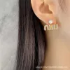 Designer Miui Miui Earrings Miao Family m English Diamonds Earrings for Womens Fashion Versatile Small and Popular Design Earrings 925 Silver Needles High Quality F