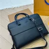 Pastas Designer Masculino Puro Couro Preto Crossstripe Maleta Messenger Bag Laptop Bag Business Office Bag Cross-Body Bag Traveling Bag Shoulderbag Purse AAAA