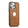 LOGO HOLE Business Ultra Slim Leather Case för iPhone 15 14 13 11 Pro Max 12 XS XR X 15Pro I Telefonfodral Back Cover 30pcs