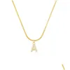 Pendant Necklaces Inlaid Zircon Letter Initial Pendant Necklace For Women Gold Chain Cute Charms Collier Alphabet Necklaces Jewelry Fr Dhgfw