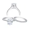 Lei 2 pezzi 925 anelli di nozze in argento sterling set 1 forma ovale da 9 ct aaaaa zircone geloso anello di fidanzamento della fascia dritta br0943 21101792