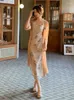 Casual Dresses 2023 Summer French Vintage Floral Desses Women Design Sleeveless Elegant Midi Dress Chinese Style Evening Party Female