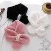 Scarves Wraps Winter Pearl Plush Scarf For Women Autumn Cute Thickened Warm Faux Fur Cross Scarves Girls Soft Neck Ring Scarf Korean Style New