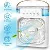 Bärbar mini luftkonditioneringsluftsfläkt med 7 färger LED -lampor USB Air Cooler Fan Firifier Purifier Night Light for Home263w