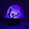 3D PUG PUG DOG Night Light Touch Tabe Desk مصابيح الوهم البصري 7 ألوان تغيير الأضواء المنزل ديكور عيد ميلاد هدية 235x
