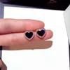 Choucong Simple Fashion Jewelry 925 Sterling Silver Heart Cut Black Sapphire CZ Diamond Gemstones Party Women Wedding Stud284J