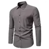 Camisas casuales para hombres camisa de solapa para hombres estilo de negocio formal manga larga con botones suaves de ajuste delgado para la oficina desgaste transpirable