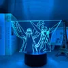 ナイトライトアクリル3D LEDライトアニメソードアートオンラインフィギュアベッドルーム装飾のためのナイトライトバースデーギフトテーブルルームランプマンガS270O