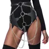 Vintage women Sexy Garter Leather belt Body Bondage Leather Harness With Chain Corset Waist Belt Straps Suspenders Accessories303p