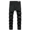 メンズジーンズ2021新しいリベットリッピングブラックパンツストレッチ刺繍デニムズボンのズボンオスストリートウェアウィローネイルメンズバイカーカジュアルゴム