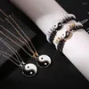 Colliers pendants WLP 2PCS / Set Tai Chi Yin Yang Couper Collier Collier Bracelet Femmes Men Lien Rendre des bijoux tressés réglables