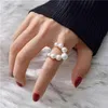 Cluster ringen grote parelringen voor vrouwen hiphop coole grote vingerring ingelegde parel kralen meisjes nieuwe mode verstelbare ring juwelen juwelier223m