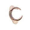 Klusterringar Rose Gold Color Fashion Jewelry USA Size 6 7 Minimalist Delicate Crescent CZ Moon Factory Wholesale Drop Ring