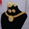 Ohrringe Halskette Dubai Gold 24K Schmucksets für Frauen Afrikanische Braut Zirkonstein Geschenke Party Ring Armband Set2513
