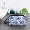أكياس مستحضرات التجميل الأزياء الأزرق والأبيض Delft Chinoiserie Toile Travel Bag Bag Bag Beauty Beauty Kit