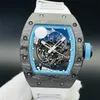 055 Motre Be Luxe Designer kijkt polshorloge handmatige mechanische beweging NTPT koolstofvezel case rubber relojes riem luxe horloge mannen kijken watspolspolstaal waterdicht