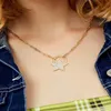 NY INS Fashion Luxury Sweet Lovely Diamond Star Pendant Choker Statement Designer Necklace For Women Girls223w