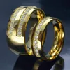 Su conjunto de banda de anillo de compromiso de boda de acero inoxidable en su tono de oro R276 Men tamaño 10-15; tamaño de las mujeres 6-9296c